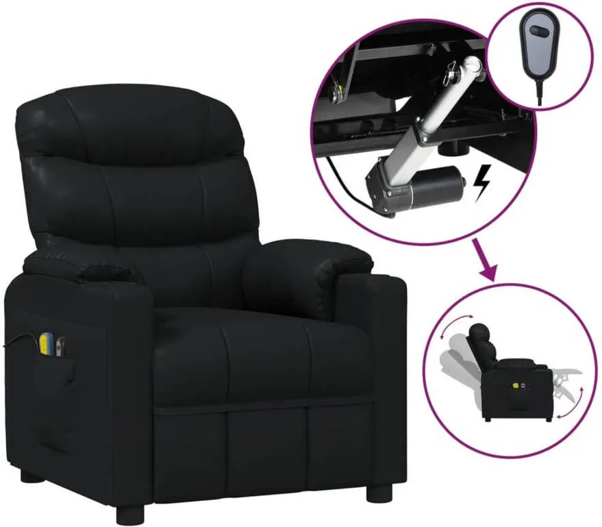 VidaXL Massagestoel Elektrisch Kunstleer Zwart