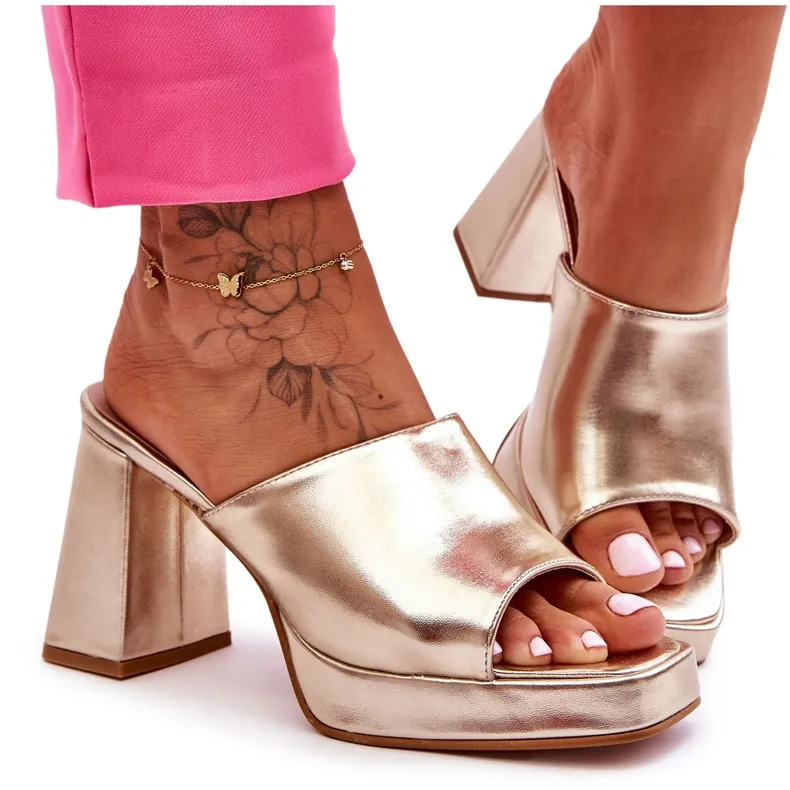 WS1 Leren High Heels Goud Livesa gouden