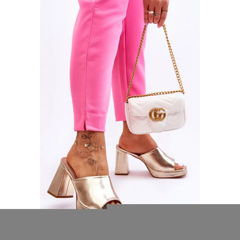 WS1 Leren High Heels Goud Livesa gouden