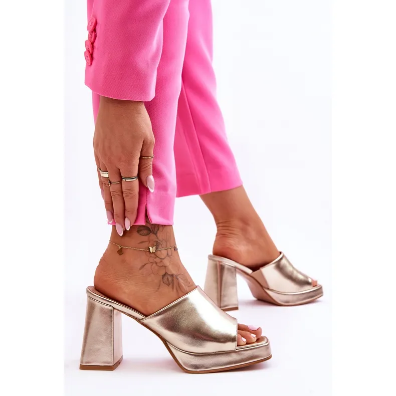 WS1 Leren High Heels Goud Livesa gouden